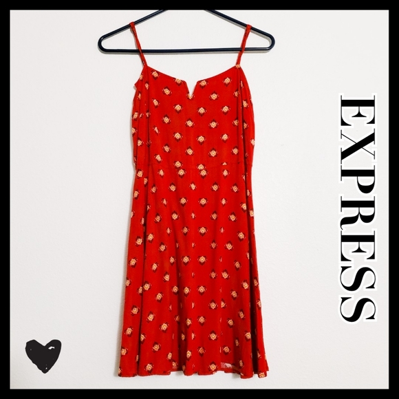 Express Dresses & Skirts - EXPRESS:Size:SP/ Red floral Mini Dress